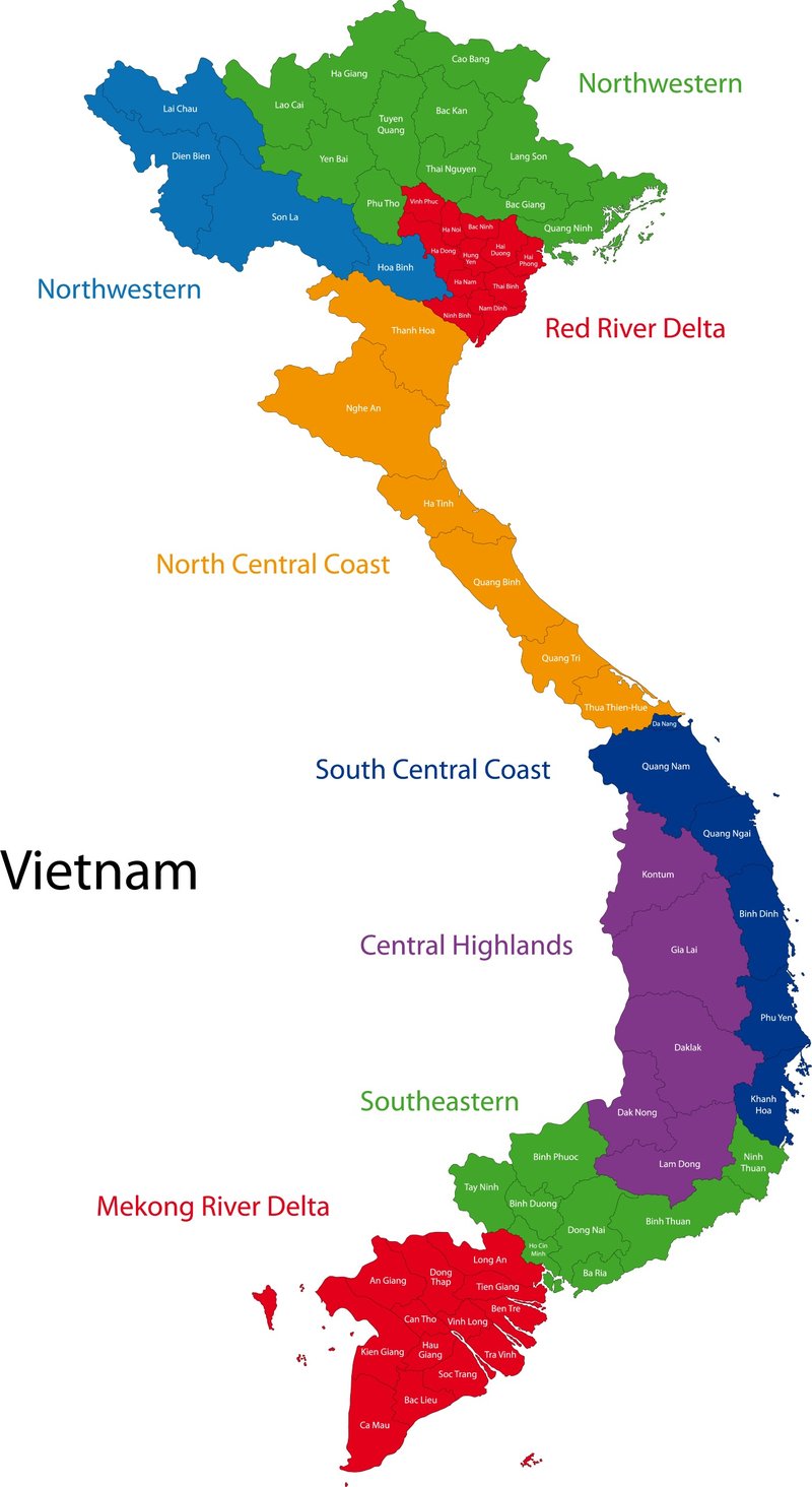 how many regions are there in vietnam Vietnam Provinces Map | Mappr