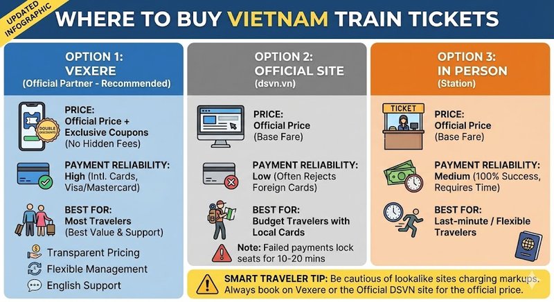 Booking Vietnam train tickets online with a third-party agent