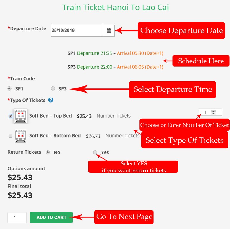 Steps for booking a Vietnam train ticket